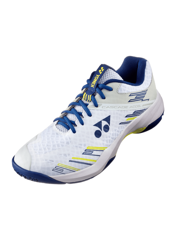 Yonex Badminton Shoe Power Cushion Cascade Accel Unisex (White/Navy) - Nexus Badminton