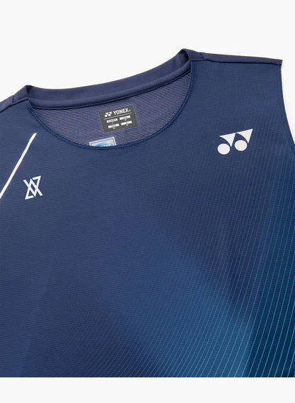 Yonex Men's Sleeveless Top 10798 Dark Blue upper detail
