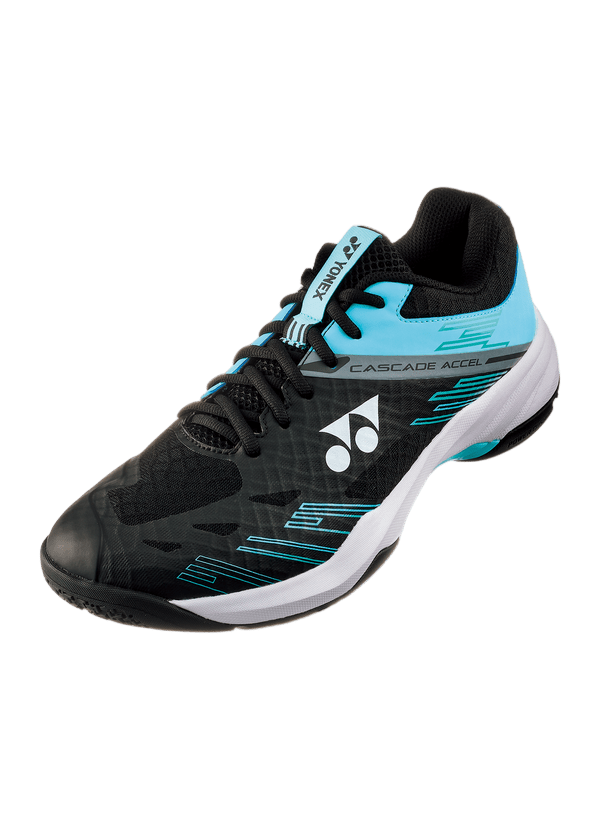 Yonex Badminton Shoe Power Cushion Cascade Accel Wide Unisex (Black/Ice Blue) - Nexus Badminton