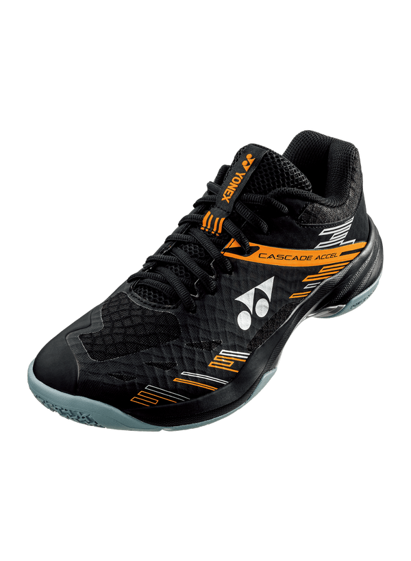 Yonex Badminton Shoe Power Cushion Cascade Accel Wide Unisex (Black/Orange) - Nexus Badminton