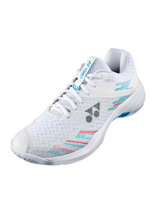 Yonex Badminton Shoe Power Cushion Cascade Accel Wide Unisex (White/Skyblue) - Nexus Badminton