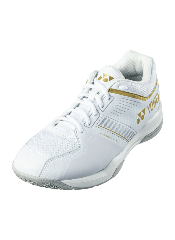 Yonex Badminton Shoe Power Cushion Strider Flow Wide (White/Gold) - Nexus Badminton