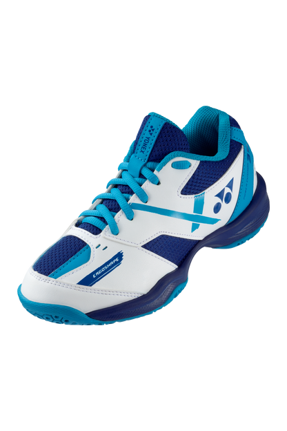 Yonex Badminton Shoe Power Cushion 39 Junior (White/Blue) - Nexus Badminton